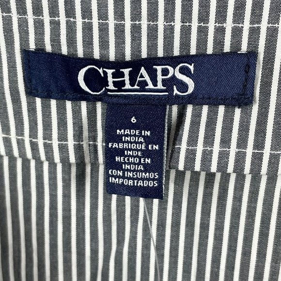 NEW Chaps Skirt Womens 6 black stripe faux wrap straight midi preppy casual - Picture 4 of 11